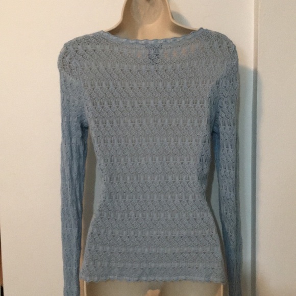 Ann Taylor open weave fitted Deep V sweater top - Picture 5 of 7